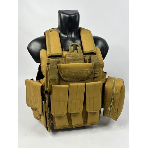 Тактический разгрузочный жилет «5 / пять карманов» с подсумками Tactical Molle Plate Carrier для съемных бронепластин в Анапе